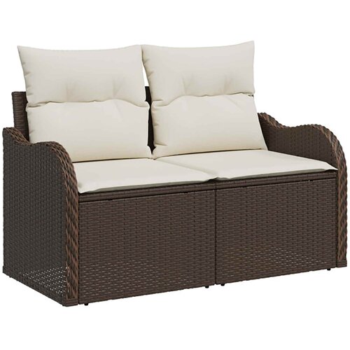 Set sofe 6 kom. Smeđa i krem bijela Poli Rattan i čelik Slike