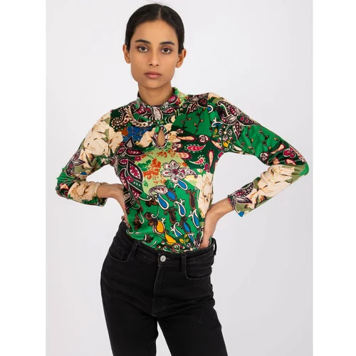 Fashion Hunters Green patterned blouse from Welur Bologna