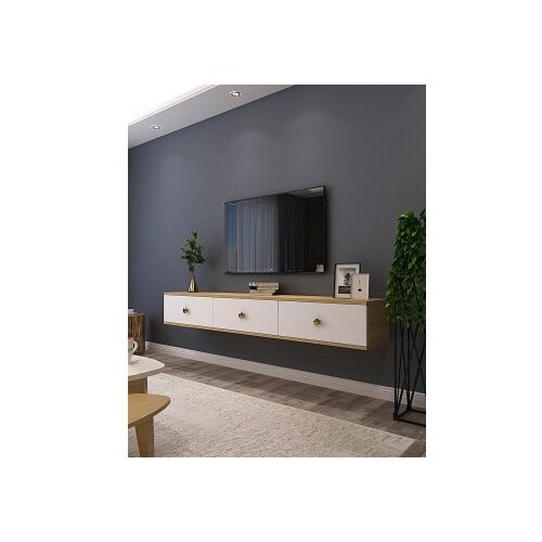 Hanah home tv polica zuzu 180 sapphire oak white Slike