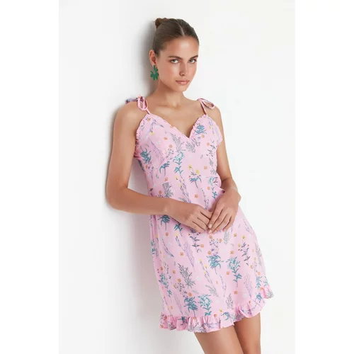 Trendyol Pink Strap Flower Pattern Dress