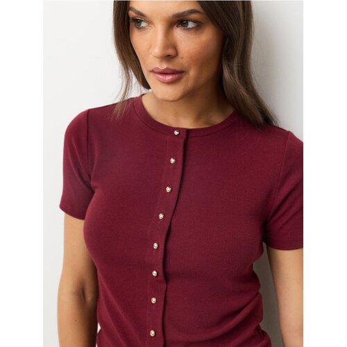 Sinsay Rebrasta bluza s dodatkom viskoze i ukrasnim gumbima Slike
