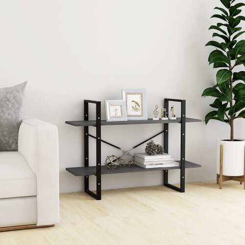 vidaXL Knjižna omara 2-nadstropna siva 100x30x70 cm trdna borovina Cene
