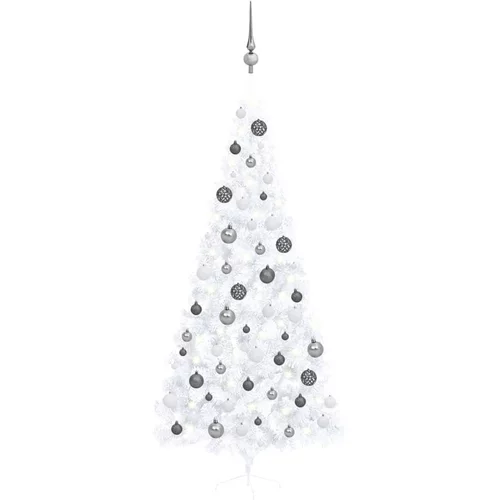 vidaXL umjetna polovica božićnog drvca LED s kuglicama bijela 240 cm