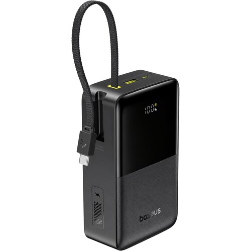 Baseus EnerFill FC51 Bipow 2 Pro prenosna baterija 30000mAh 22W z vgrajenim USB-C kablom črne barve Slike