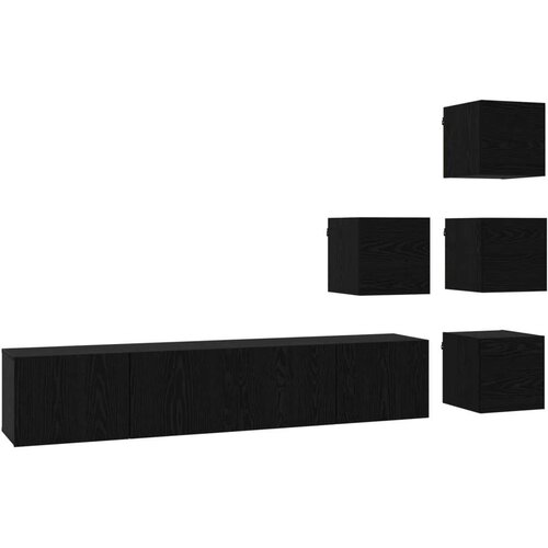 Set TV komoda 6 pcs 80 x 30 x 30 cm Crni hrast - Crni hrast Slike