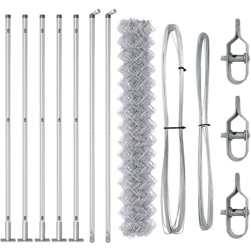 vidaXL Ograda od lanaca s 7 prirubničkih stupova 1.5x10 m Galvanizirani čelik Cijene