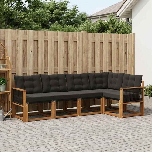  Set vanjskih sofa 5 kom. Prirodna i crna Cene