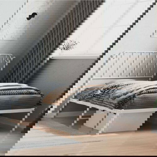 Metalni Kovinski posteljni okvir z vzglavjem bel 100x200 cm Cene