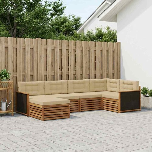  Set vanjskih sofa 6 kom. Prirodna i bež Smeđa Cene