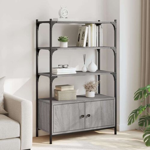  Regal za knjige 3 razine siva boja hrasta 70x30x109 5 cm drveni Cijene