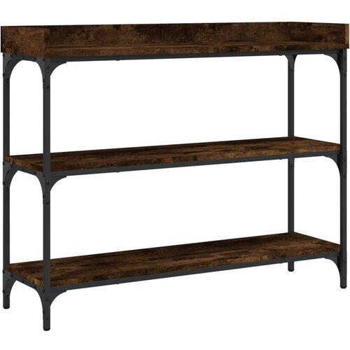 Maison Chic konzolna miza - miza ob steni s policami dimljeni hrast 100x30x80 cm, (21786201) Cene