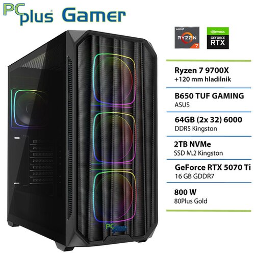 PCPLUS gaming namizni računalnik Ryzen 7 9700X/64GB/2TB NVMe SSD/RTX 5070 Ti 16GB/brez OS 148112 Cene