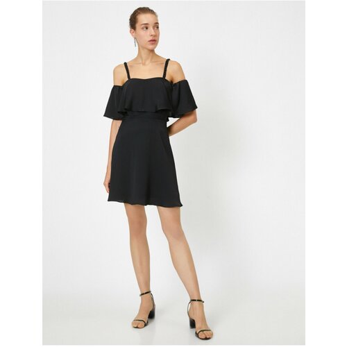 Koton Women&amp;#039;s Mini Dress Evening Dress with Short Sleeves Off the Shoulder with Ruffles. Slike