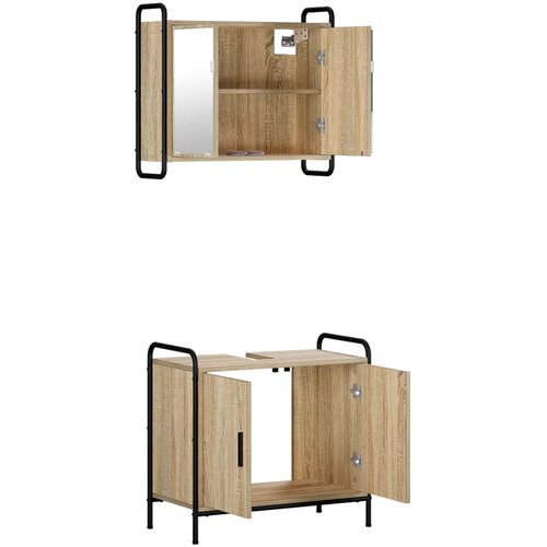  Set ormarića za kupaonicu 2 kom. Hrast sonoma 65,5 x 34 x 61 cm Slike