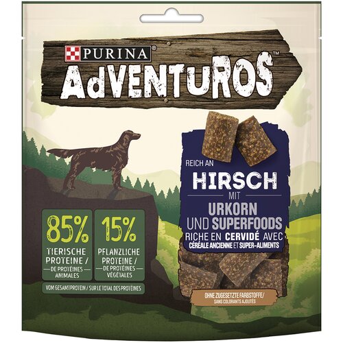 Adventuros 3 + 1 gratis! 4 x pasji priboljški - bogati z jelenom s starodavnim žitom (24 x 90 g) Cene