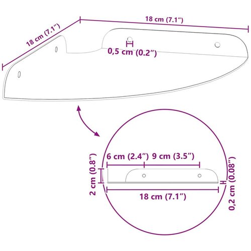  Lebdeća polica s policom 4 pcs Antracit 18 x 18 x 2 cm - Antracit 18 cm 4 Cijene
