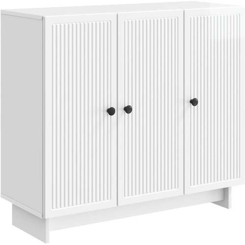 vidaXL Strani &scaron;al Bela visok sijaj 89 x 34,5 x 80 cm Inženirski les, (5000217574) Cene