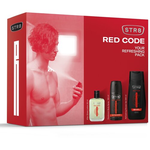 Str8 red code set losion posle brijanja 50 ml, dezodorans u spreju 150 ml i gel za tuširanje 250 ml Slike