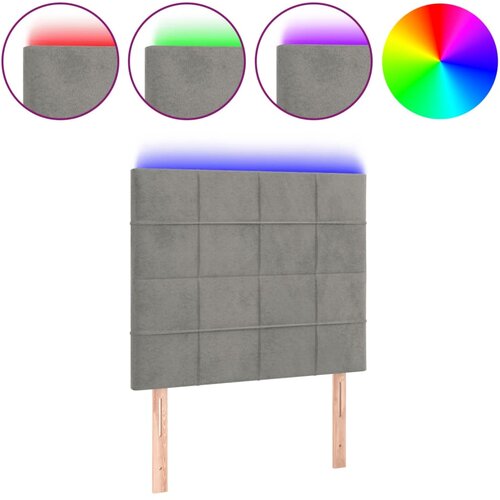 Maison Chic led posteljno vzglavje - vzglavna omarica - nočna omarica svetlo sivo 90x5x118/128 cm žamet, (21713235) Cene