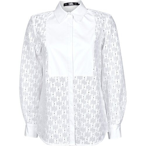 Karl Lagerfeld KL MONOGRAM LACE BIB SHIRT Bijela Slike