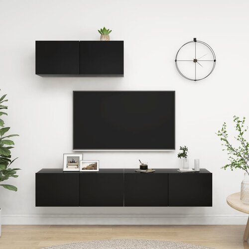 TV ormarići 3 kom crni od iverice Slike