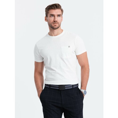 Ombre Men's knitted T-shirt with patch pocket Cene