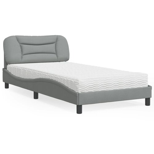 VidaXL Postelja z vzmetnico svetlo siva 100x200 cm blago Slike