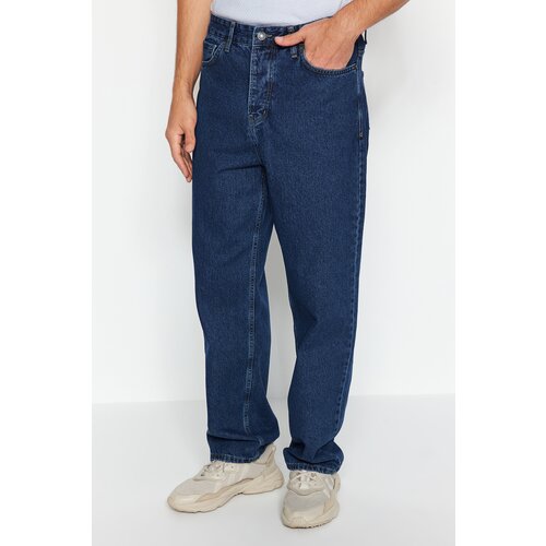 Trendyol Men&amp;#039;s Navy Blue Baggy Fit Jeans Denim Pants Slike