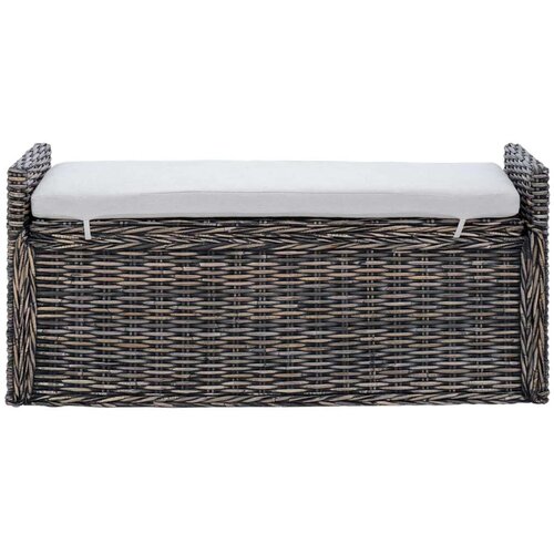  Klupa za pohranu s jastukom Crno pranje 110 x 40 x 50 cm Ratan Slike