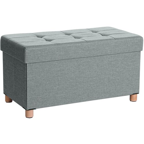 Songmics Zložljiva stolna klop z odlagali&scaron;čem in prevleko, podnožje iz masivnega lesa, prostornina 65 l, do 300 kg, 76 x 38 x 40 cm, (21671095) Cene