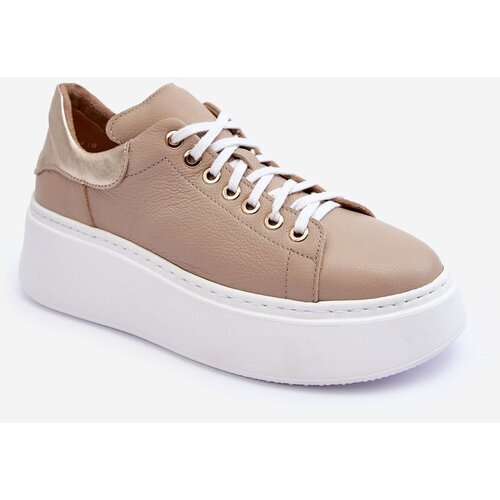 Kesi Women's leather sports shoes on the Beige Lemar platform Cene