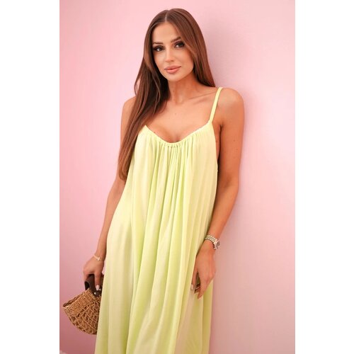 Kesi Włoski Viscose dress with straps Pistachio Slike