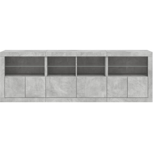 Komoda s LED svjetlima siva boja betona 202x37x67 cm Slike