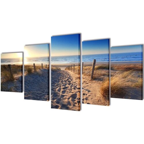 Zidne slike na platnu s printom pješčane plaže 200 x 100 cm Cene