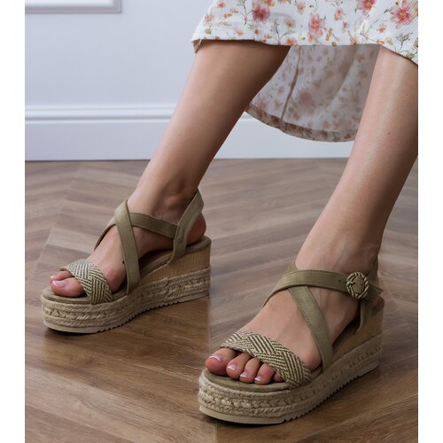 D/CEO Green wedge espadrille sandals Sywiera Cene