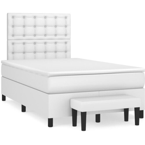 vidaXL Box spring postelja z vzmetnico bel 120x190 cm umetno usnje, (21111965) Cene