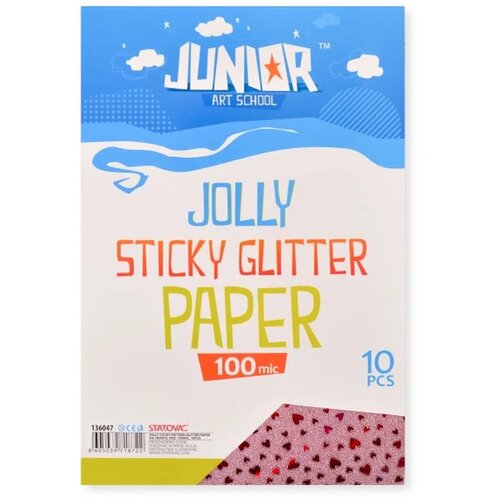 Junior jolly Sticky Glitter Paper, papir samolepljiv A4, 10K, odaberite nijansu Crvena Slike