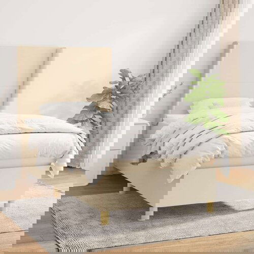 Box spring postelja z vzmetnico krem 100x200 cm blago Cene