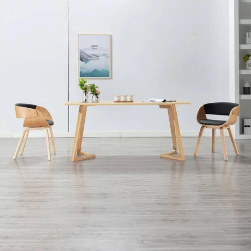 vidaXL Jedilni stol črn ukrivljen les in umetno usnje, (20699069)