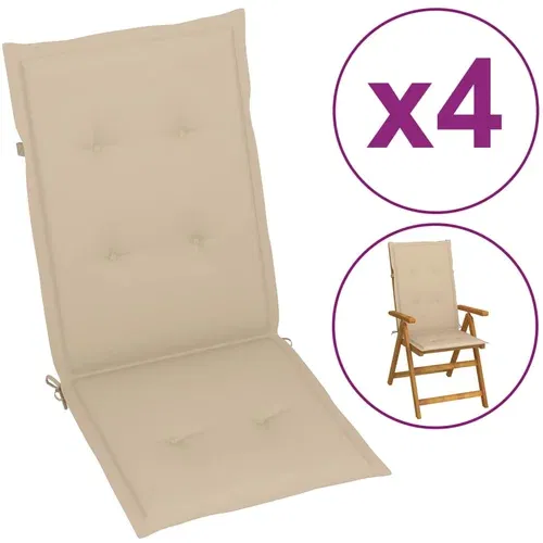 vidaXL jastuci za vrtne stolice 4 kom bež 120 x 50 x 3 cm