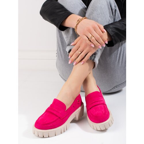 SHELOVET Suede women's shoes pink Cene