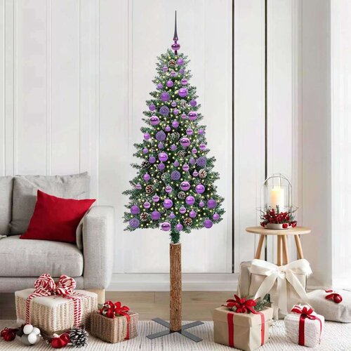 vidaXL Ožja jelka med 300 LED Zelena in Bela 180 cm PVC in trden bor Cene