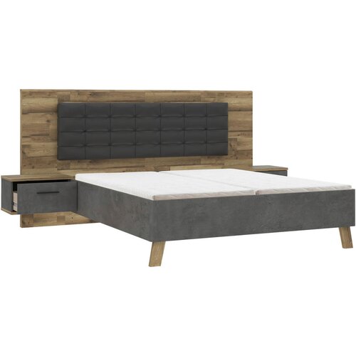 Time posteljna garnitura 180 cm x 200 cm , kovina, umetna masa, tekstil, leseni material antracit, barve hrasta, temno siva Cene