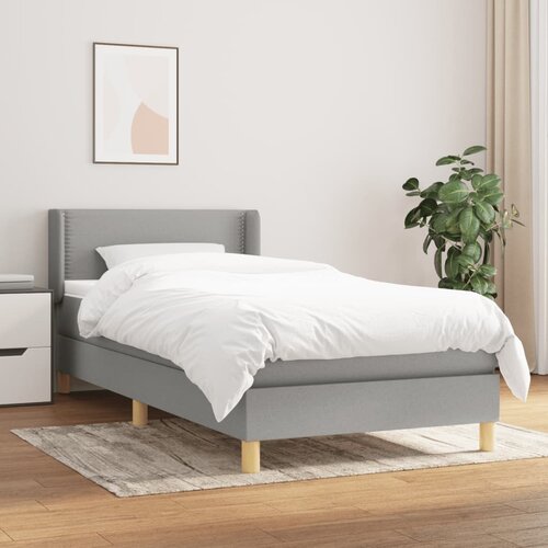 vidaXL Box spring postelja z vzmetnico svetlo siva 90x190 cm blago Cene