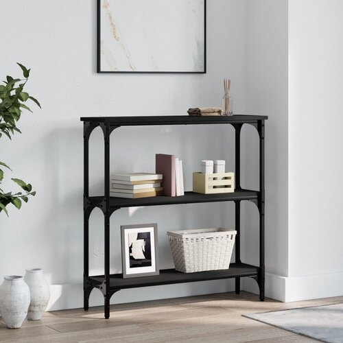 VidaXL Konzolna mizica črna 75x22,5x75 cm inženirski les Slike