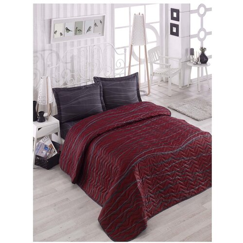 Eponj Home Pre&amp;scaron;ito lahkotno pregrinjalo za posteljo s prevlekama za vzglavnik Verda Claret, 200 x 220 cm Slike