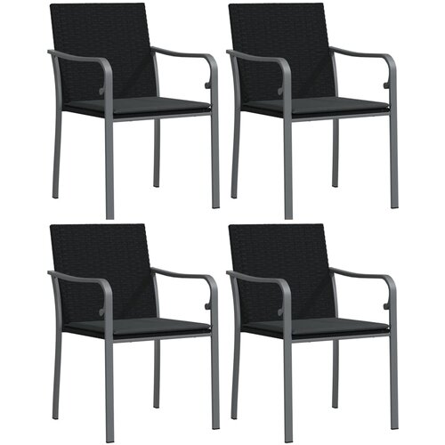 Maison Chic Vrtni stoli - Stol za vrt z blazinami 4 kosi črni 56x59x84 cm poli ratan JS2234, (21877070) Cene