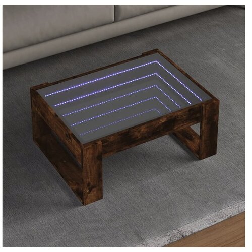 vidaXL Stolić s beskonačnim LED svjetlima boja hrasta 70x53x30 cm Cijene