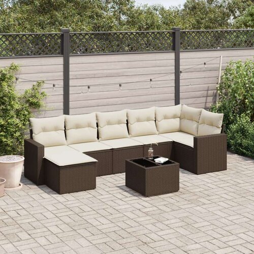 vidaXL 8-dijelni set vrtnih sofa s jastucima smeđi od poliratana Cijene