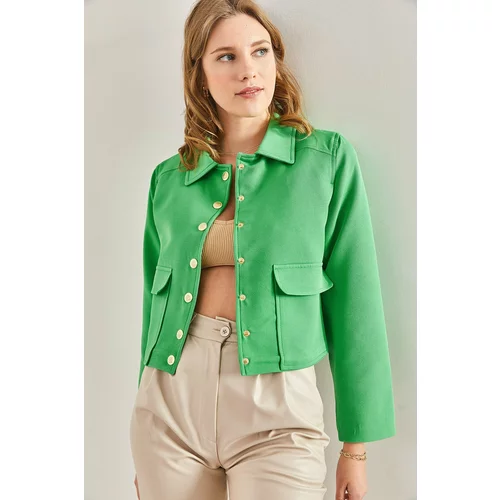 Bianco Lucci Women's Polo Collar Lined, Pocket Pocket Jacket